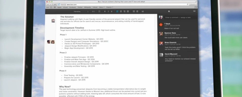 Box引入了实时协作文档的注释