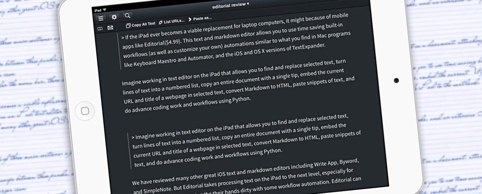 社论为iPad提供强大的文本编辑和自动化功能