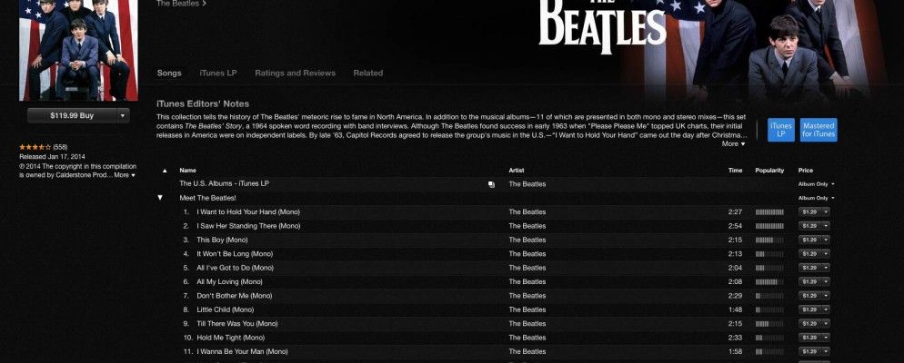 苹果公司发行13周年纪念版的甲壳虫乐队美国50周年纪念专辑