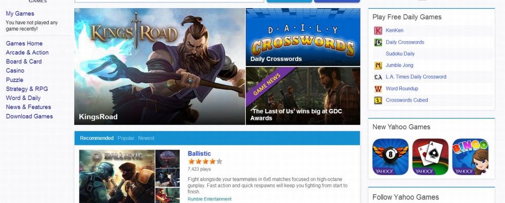 雅虎游戏为开发人员推出新的设计和网络