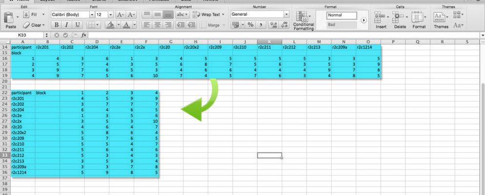 Excel快速提示：如何翻转单元格和切换行或列
