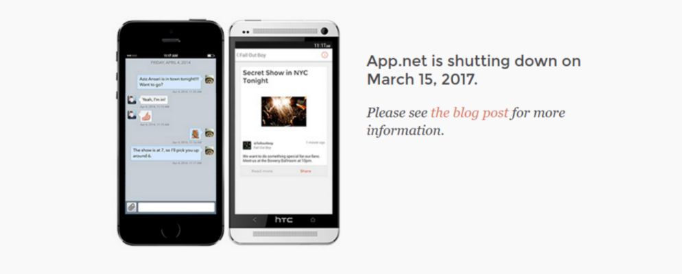 App.net关闭,但其代码仍然存在