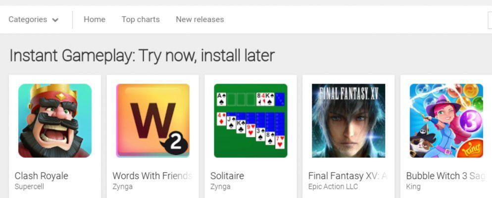 Google Play Instant可让您尝试无安装的游戏