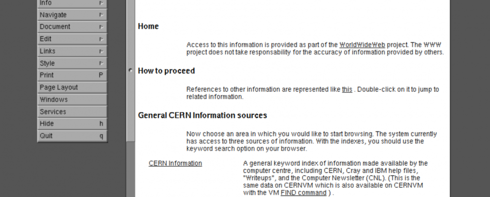 您现在可以尝试从1990年开始的CERN Web浏览器