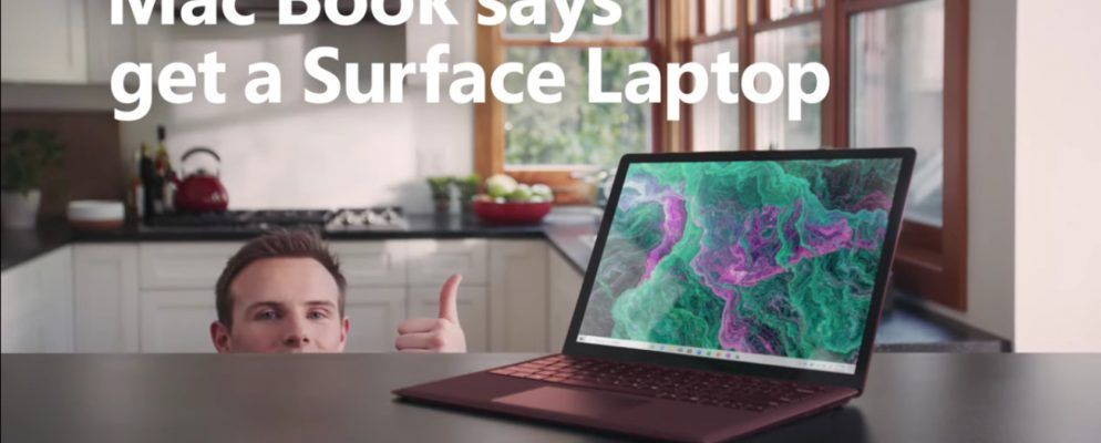 微软使用Mac Book出售Surface笔记本电脑