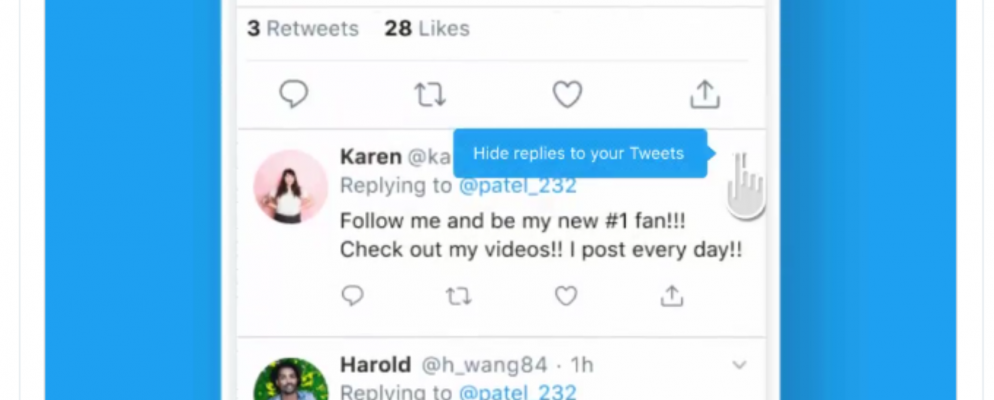 您现在可以隐藏对推文的回复