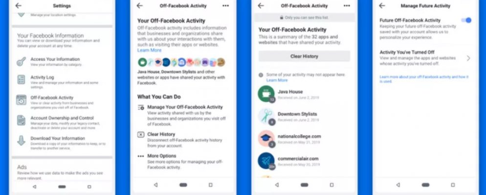 您现在可以清除您的Facebook外活动
