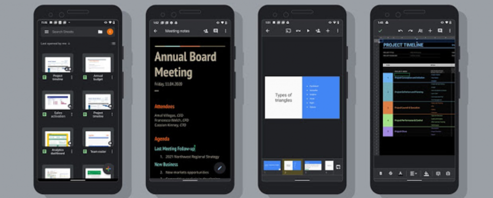 Google文档,表格和幻灯片现在支持暗模式