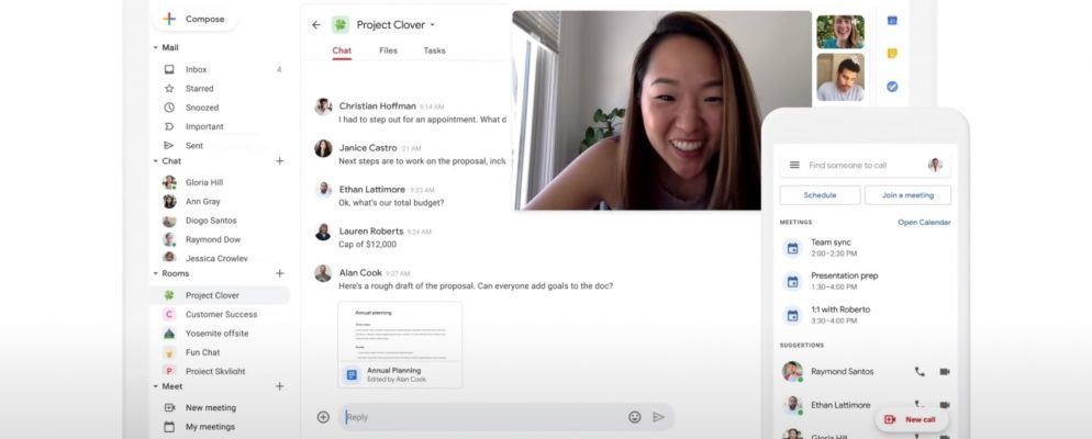 新版Gmail集成了Google聚会，聊天和会议室