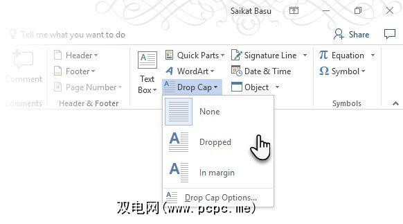 如何使用首字下沉来增强microsoft Word中的文本 双电网 Pcpc Me